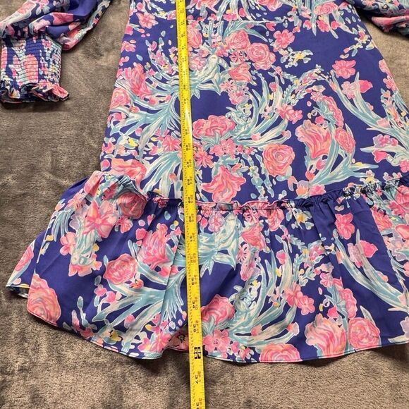 Lilly Pulitzer Sz 8 Rosie Stretch Dress Womens Navy Turquoise Pink Belted NICE - Picture 14 of 16